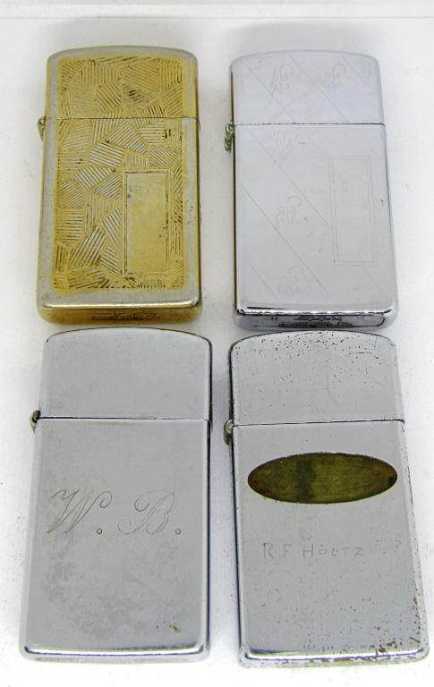 (4) SLIM STYLE ZIPPO LIGHTERS (1 of 4)