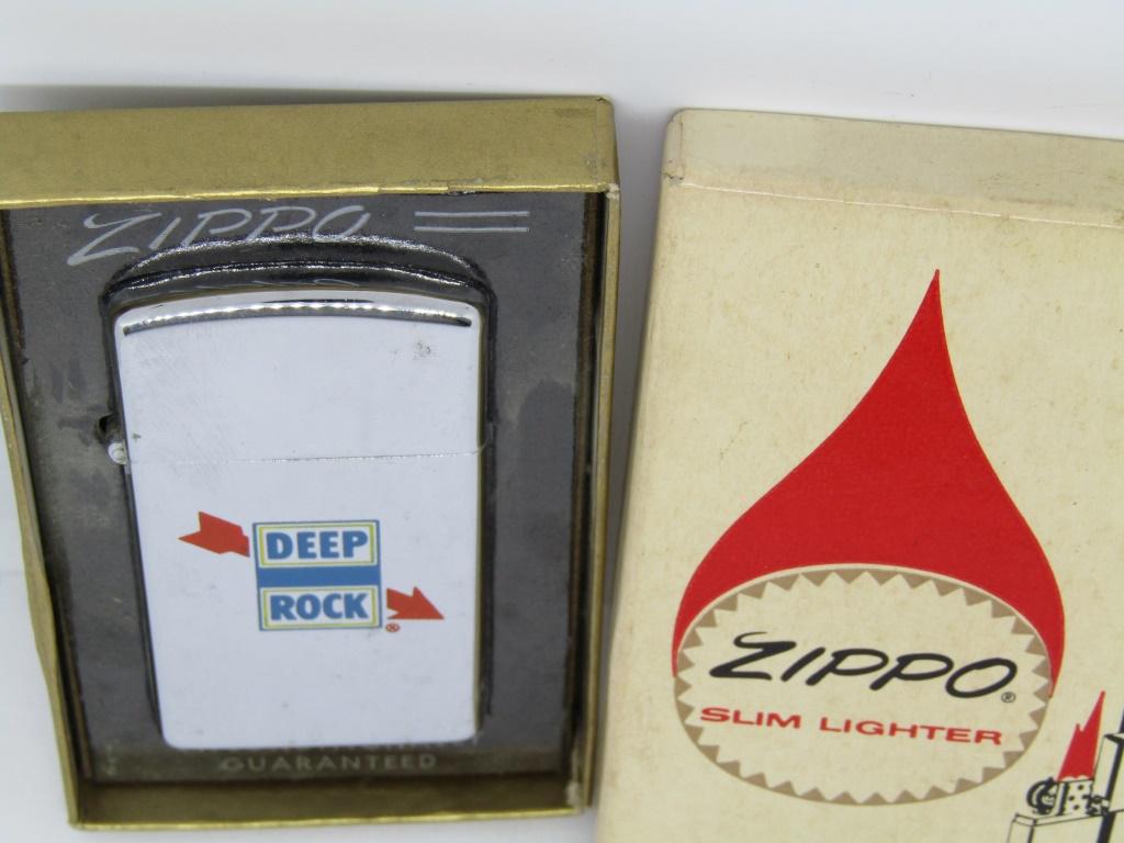 1966 "DEEP ROCK" KERR McGEE ZIPPO LIGHTER: ADVERTISEMENT - UNSTRUCK in ORIGINAL BOX