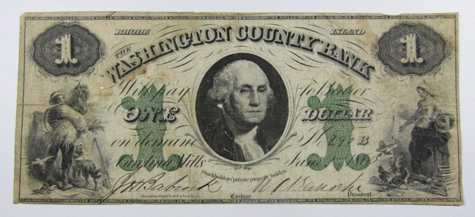 1863 $1 RHODE ISLAND OBSOLETE CURRENCY (1 of 2)