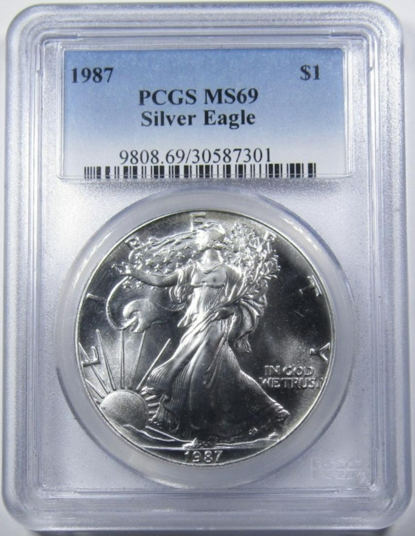 1987 AMERICAN SILVER EAGLE PCGS MS-69 (1 of 4)