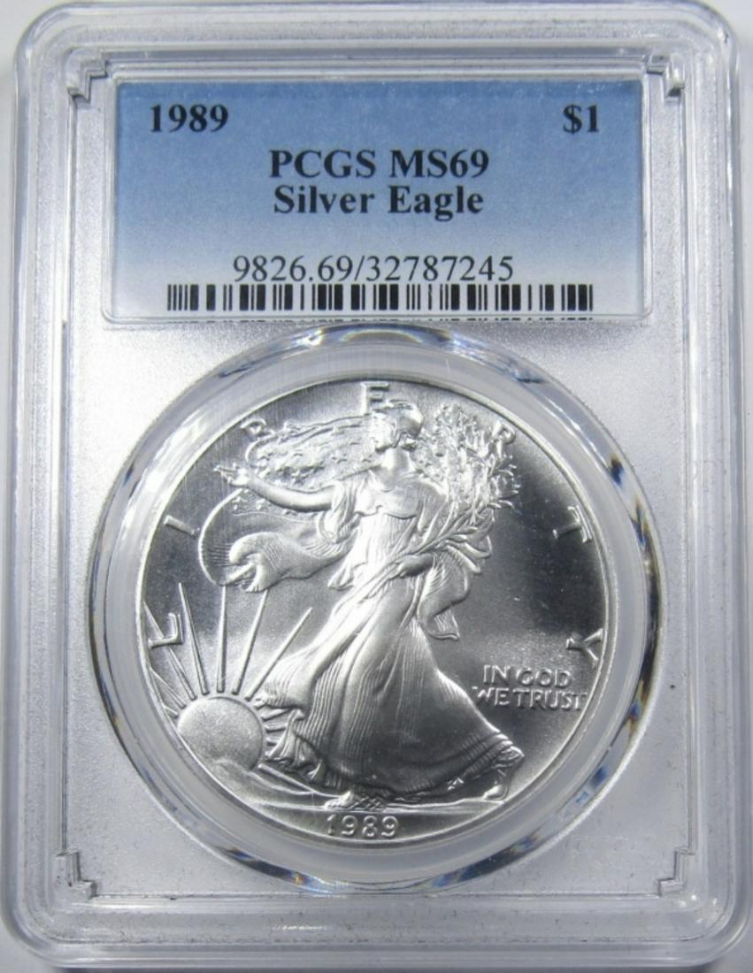 1989 AMERICAN SILVER EAGLE PCGS MS-69 (1 of 4)