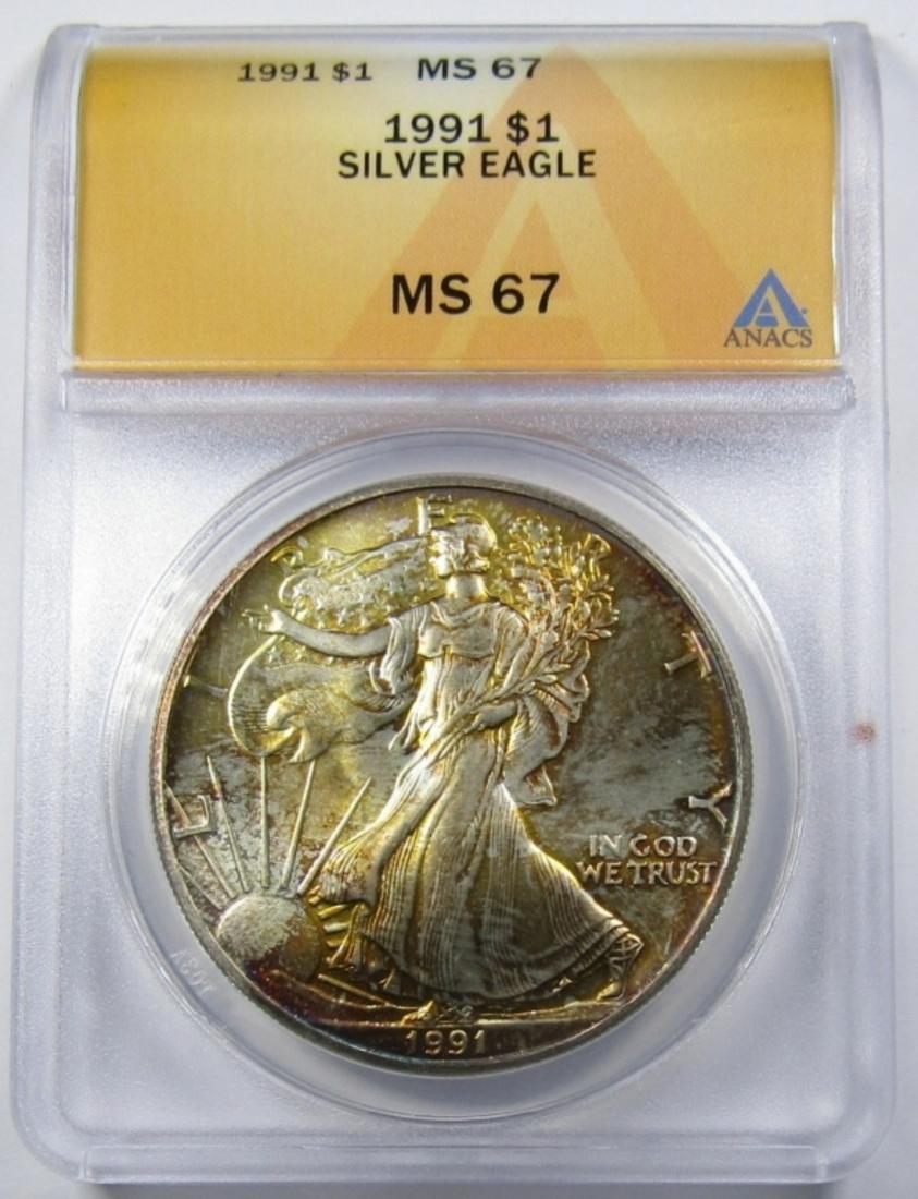 1991 AMERICAN SILVER EAGLE ANACS MS-67 (1 of 4)