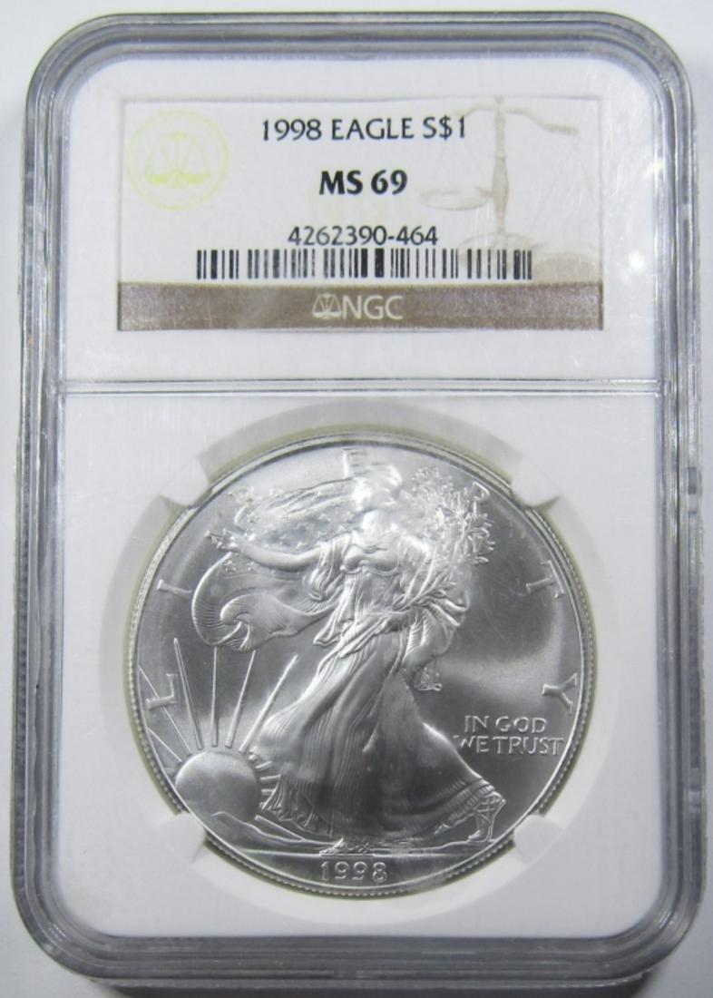 1998 AMERICAN SILVER EAGLE NGC MS-69 (1 of 4)