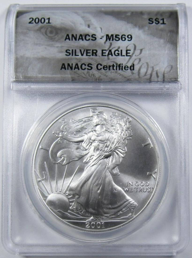 2001 AMERICAN SILVER EAGLE ANACS MS-69 (1 of 4)