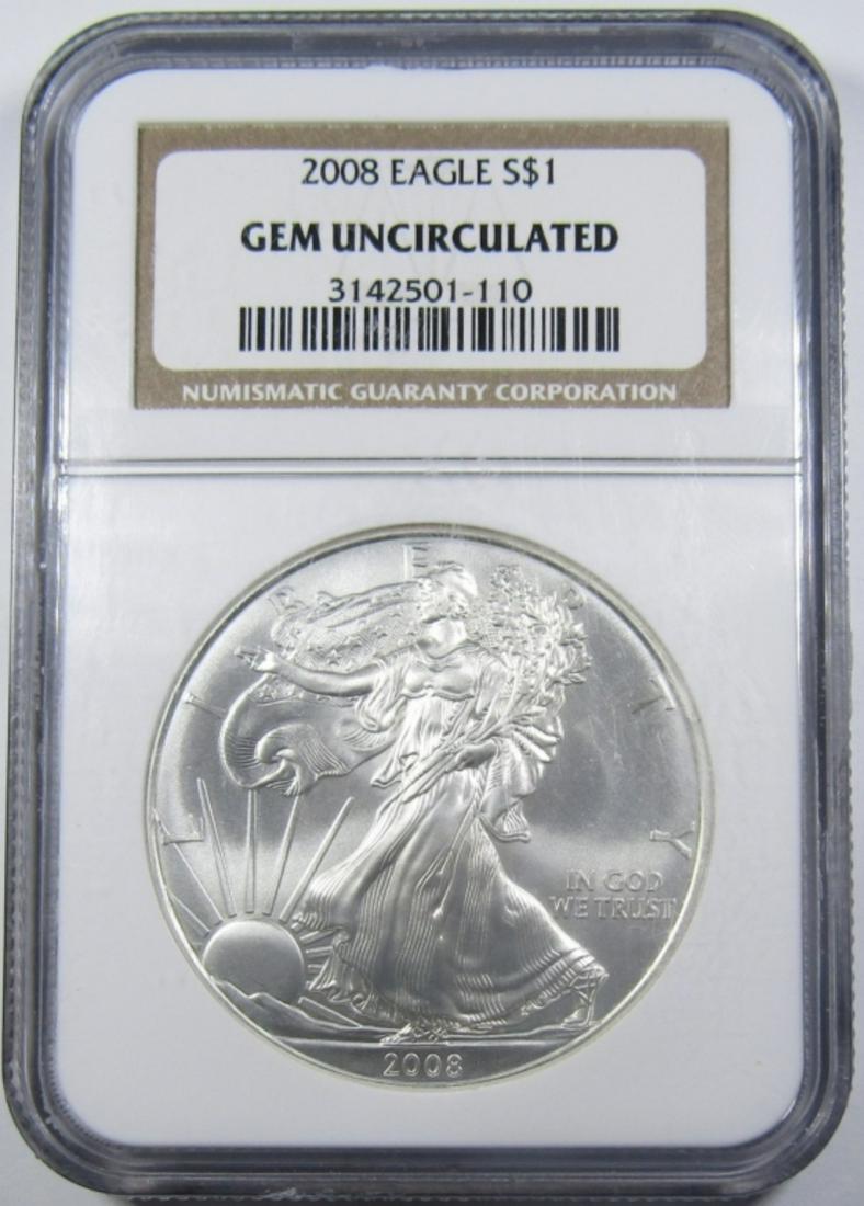 2008 AMERICAN SILVER EAGLE NGC GEM UNC (1 of 4)