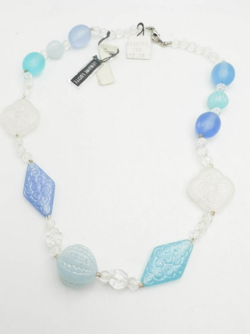 LUCITE SKY BLUE NECKLACE: LUCITE SKY BLUE NECKLACE W TAG