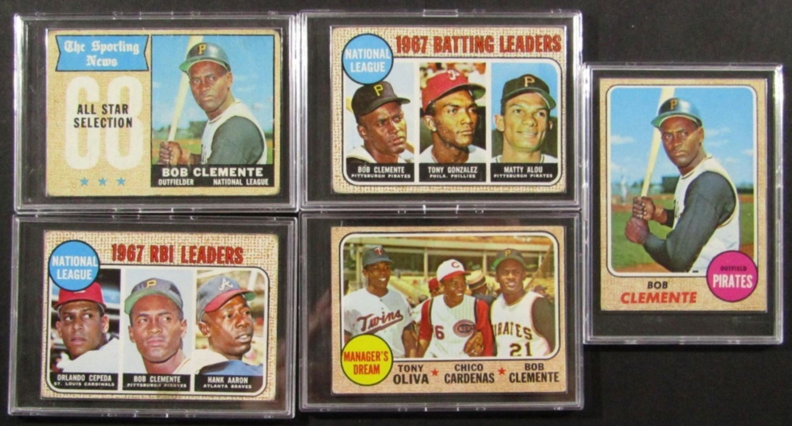 (5) 1968 TOPPS CLEMENTE CARDS - ALL DIFFERENT (1 of 5)