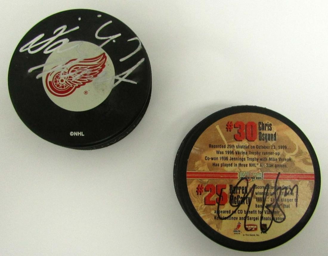 (2) DETROIT RED WINGS AUTO HOCKEY PUCKS (1 of 6)
