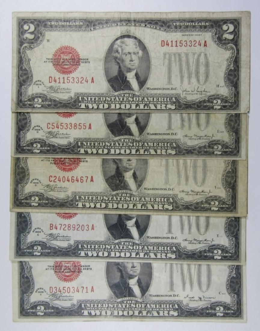 (5) 1928 $2 RED SEAL NOTES (1 of 2)