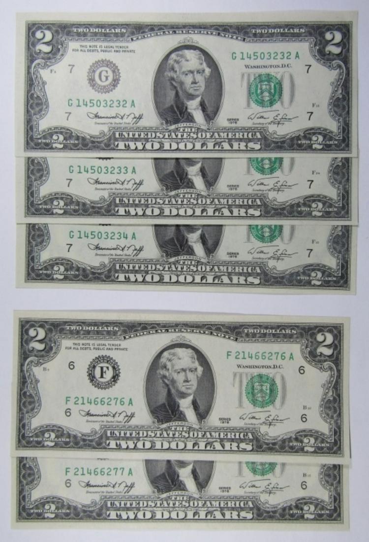 2 BUNDLES OF CONSECUTIVE # 1976 $2 FRN's (1 of 2)