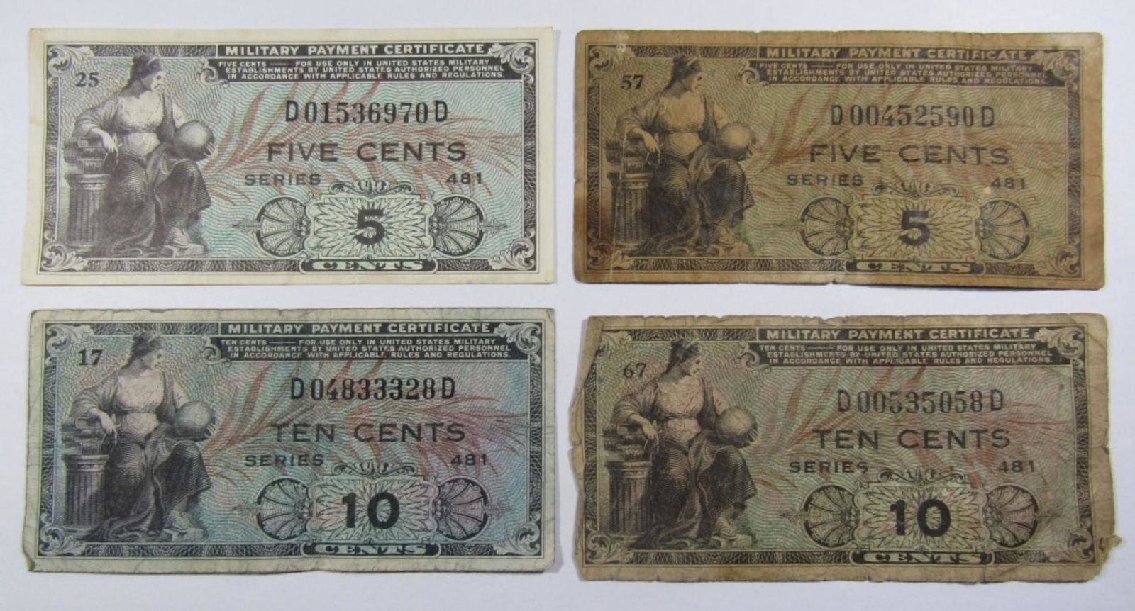 (4) U.S. MILITARY PAYMENT CERTIFICATES (1 of 2)