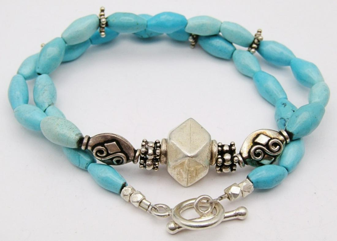 TURQUOISE & STERLING BEADED NECKLACE WITH (1 of 3)