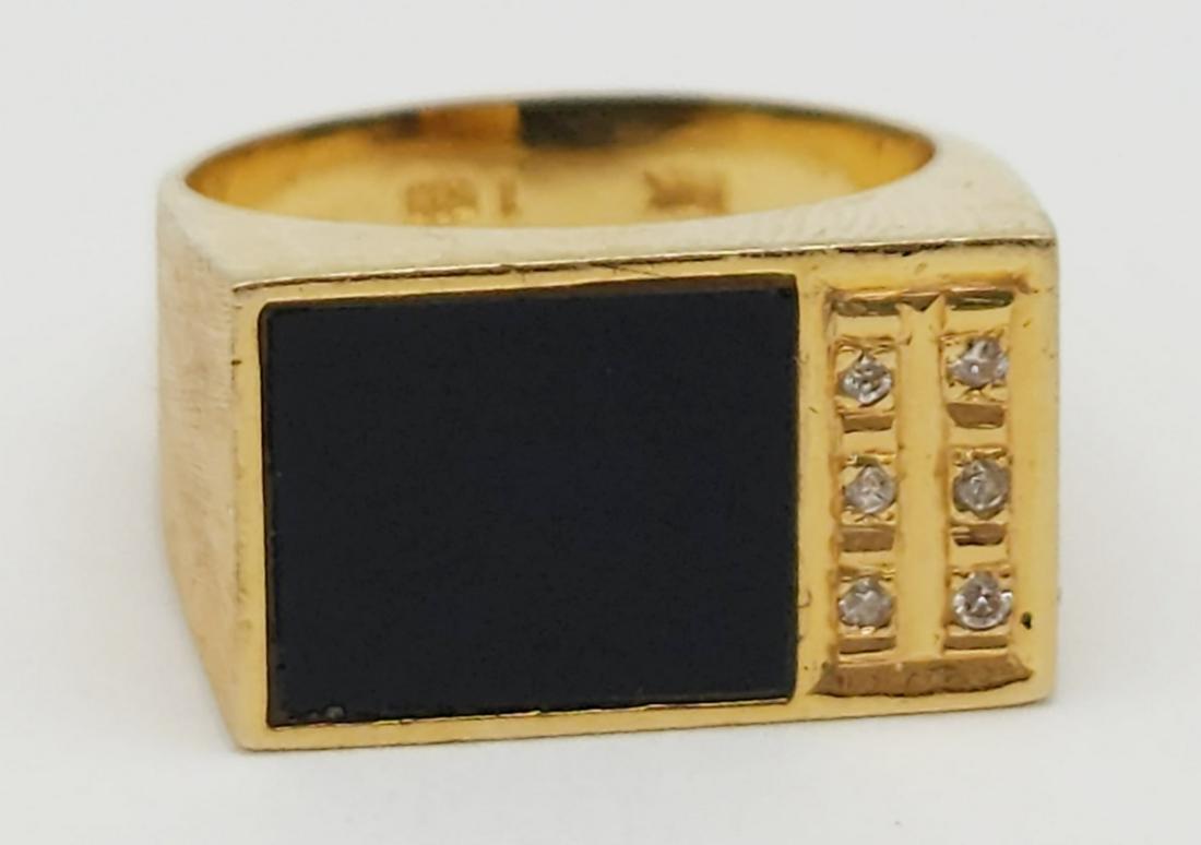 MENS BLACK ONYX & 14k GOLD DRESS RING (1 of 4)