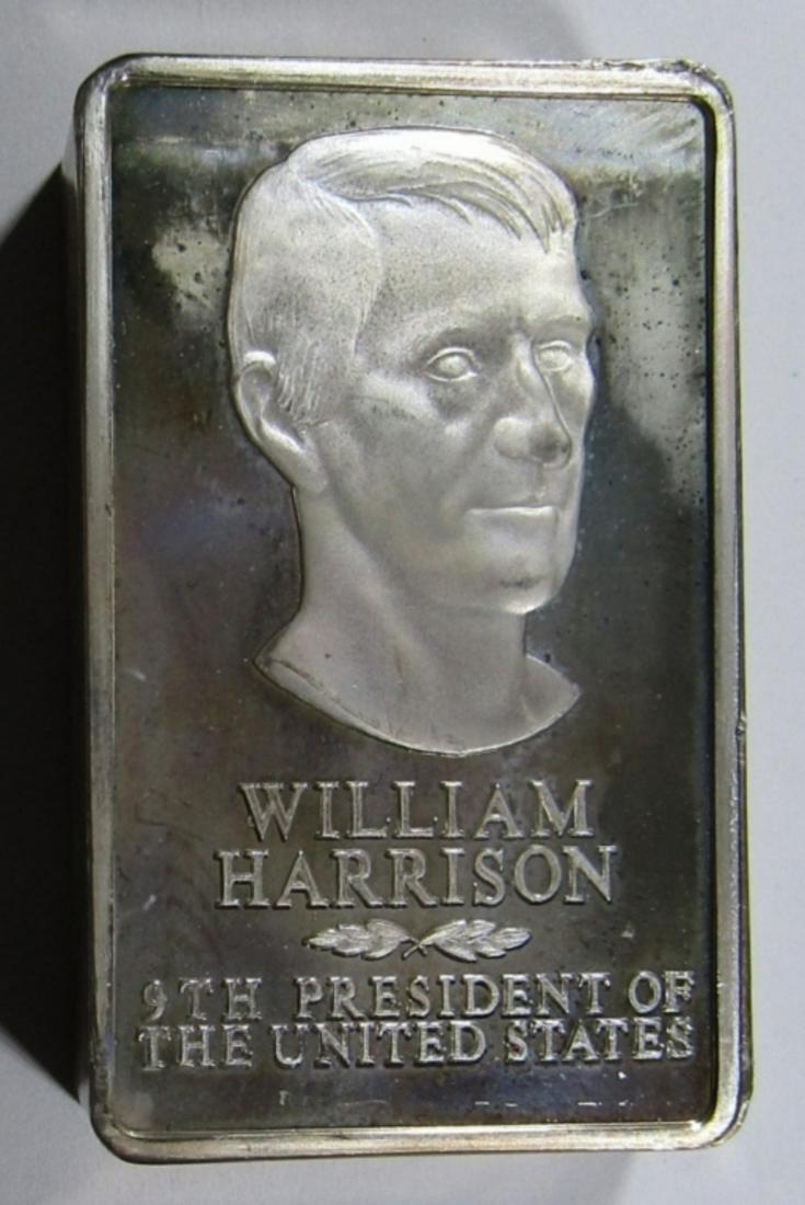 WILLIAM HARRISON 9TH PRESIDENT INGOT:: APROX 10.4 ozt (208 dwt) .925 SILVER. 5000 GRAINS STERLING SILVER, PRESIDENTIAL INGOTS COLLECTION- FIRST EDITION.