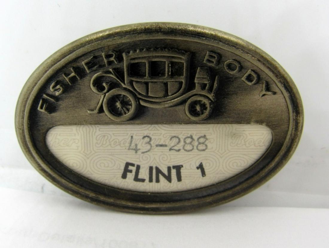VINTAGE FISHER BODY EMPLOYEE BADGE: GENERAL MOTORS. FLINT, MI # 43-288