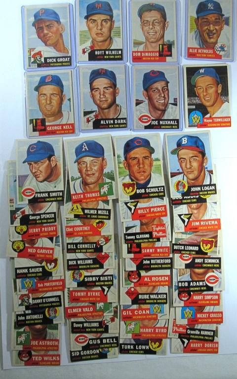(50) 1953 TOPPS BASEBALL CARDS with STARS (1 of 6)