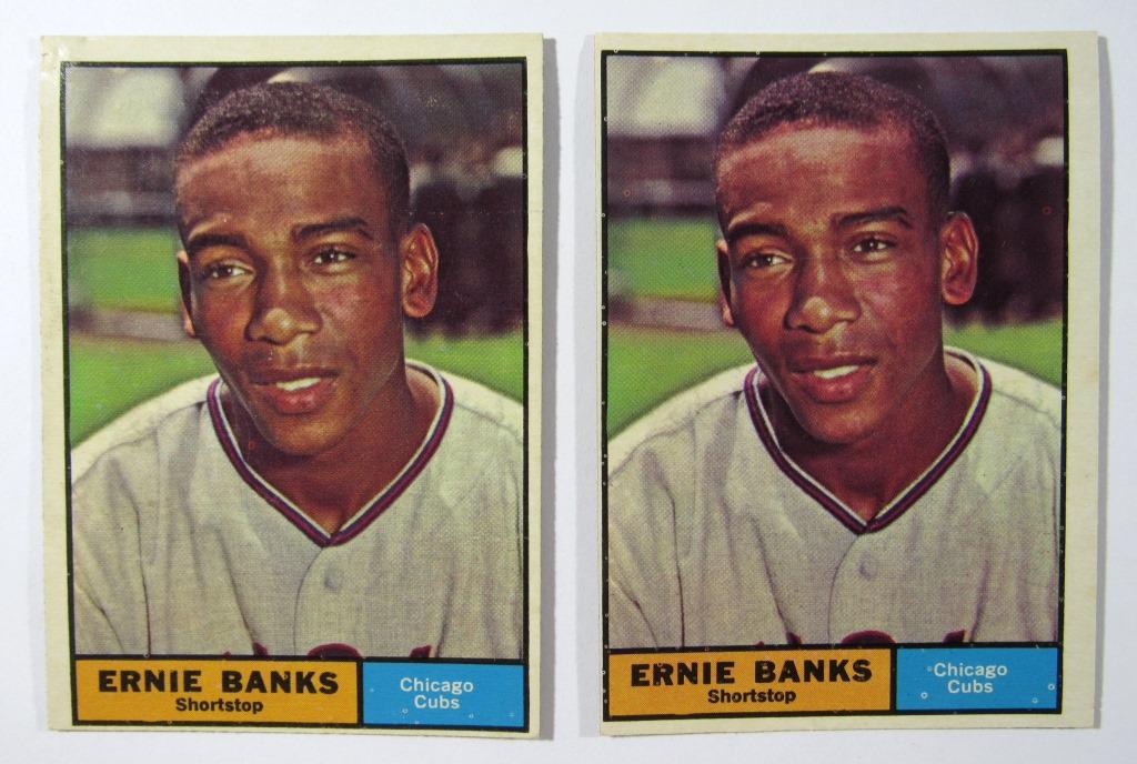 (2) 1961 TOPPS #350 ERNIE BANKS: VGEX & EX 10/90 - NICE COLOR / GLOSS