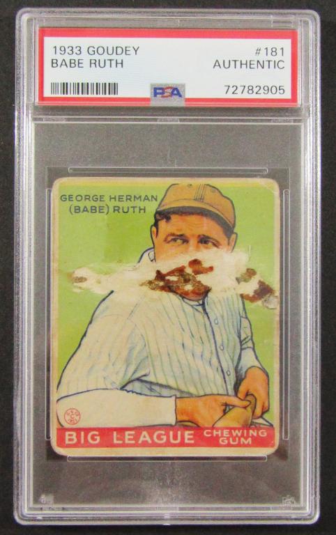 1933 GOUDEY #181 BABE RUTH PSA AUTHENTIC (1 of 4)