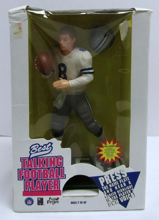 Best Talking Football Player: Troy Aikman, year 1996,box is little banged up, action figure great condition