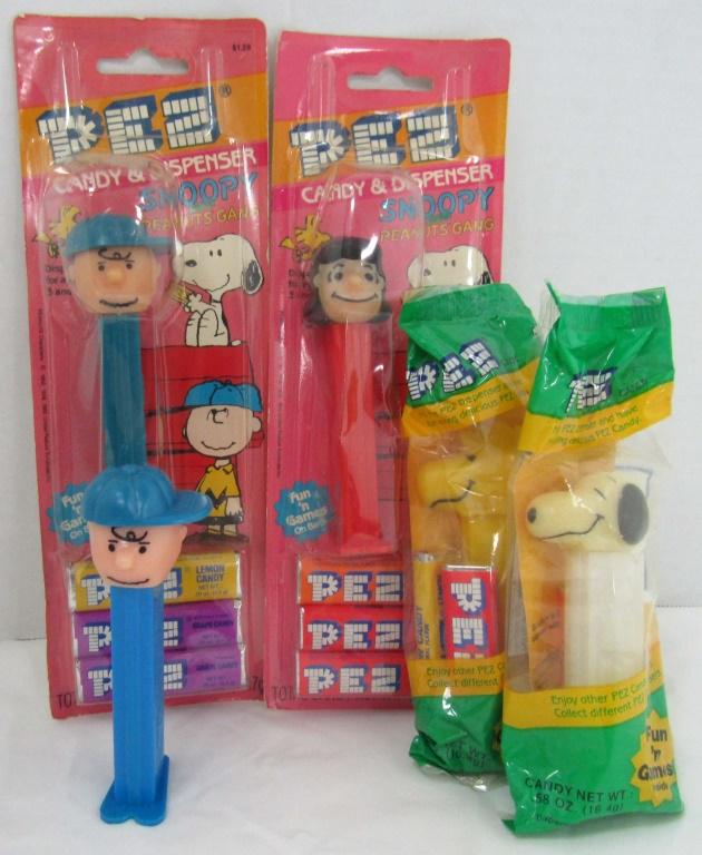 5 PEANUTS PEZ FROM THE 1990'S: MOST UNOPNED RETIRED