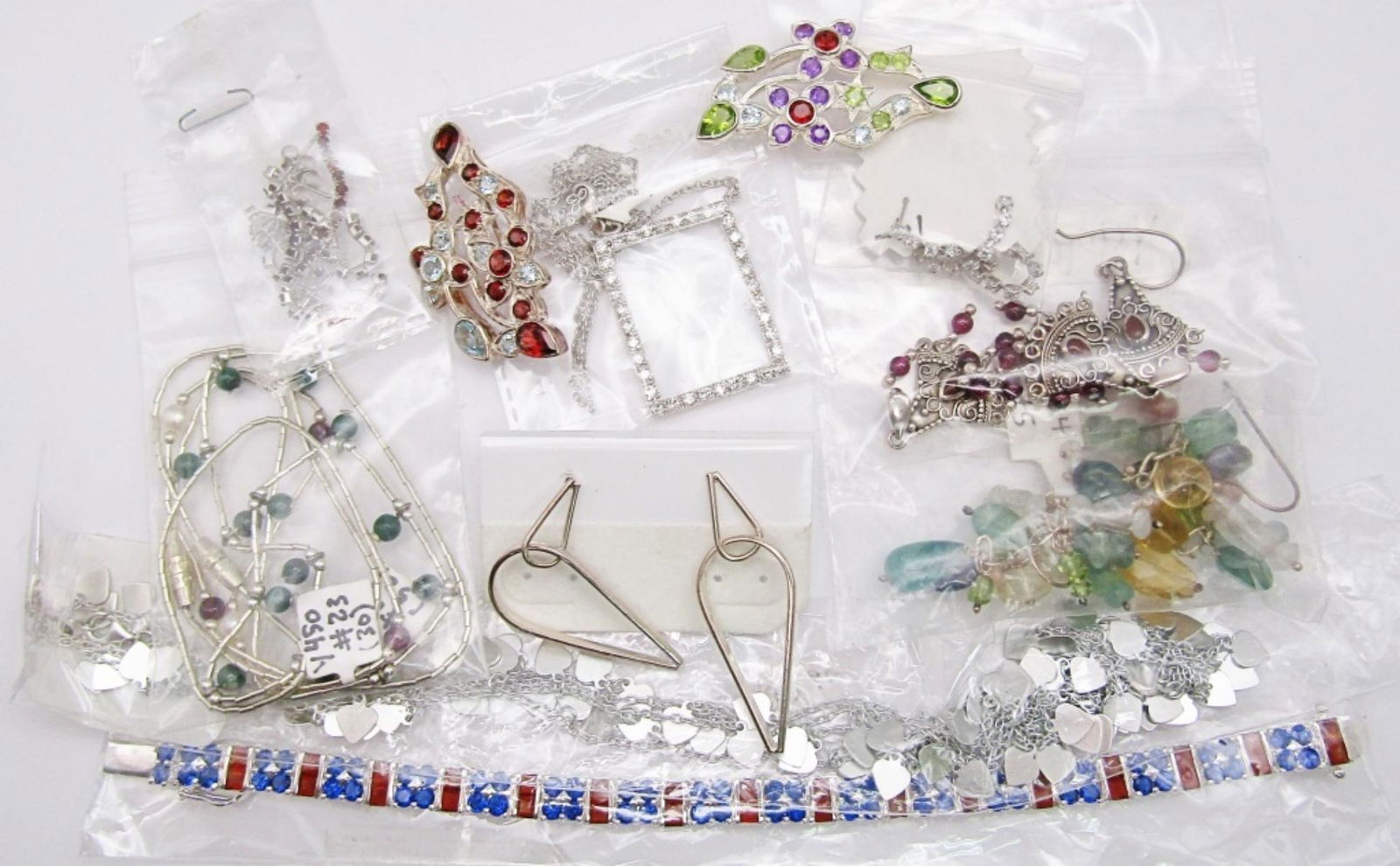 (12) PIECE SILVER TONED STERLING JEWELRY LOT (1 of 9)