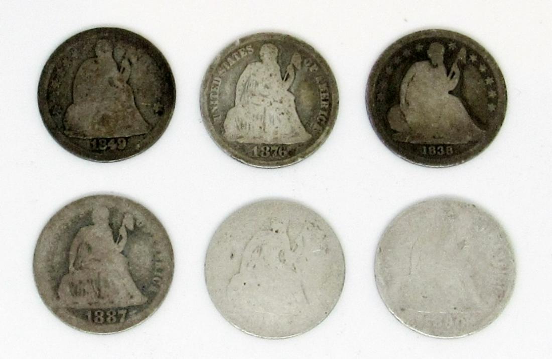 (6) SEATED SILVER DIMES (1 of 2)