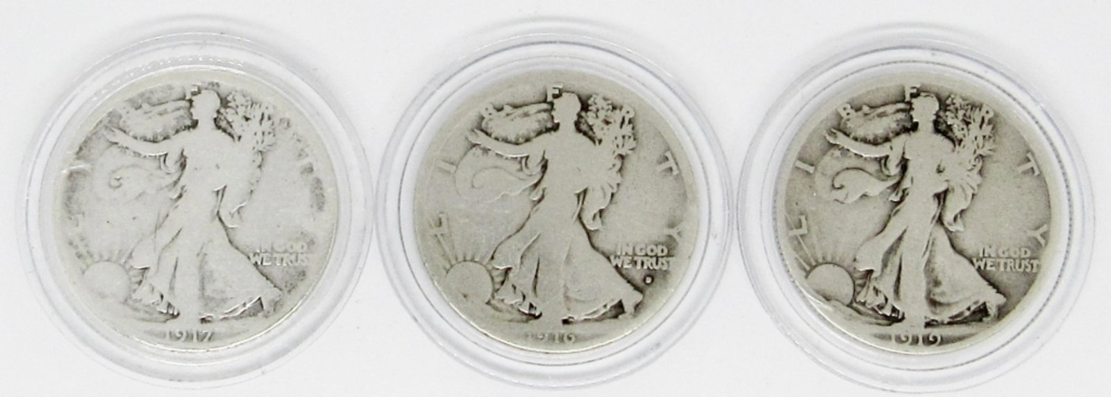 1916-D, 1917, 1919-S WALKING LIBERTY 50c LOT (1 of 2)