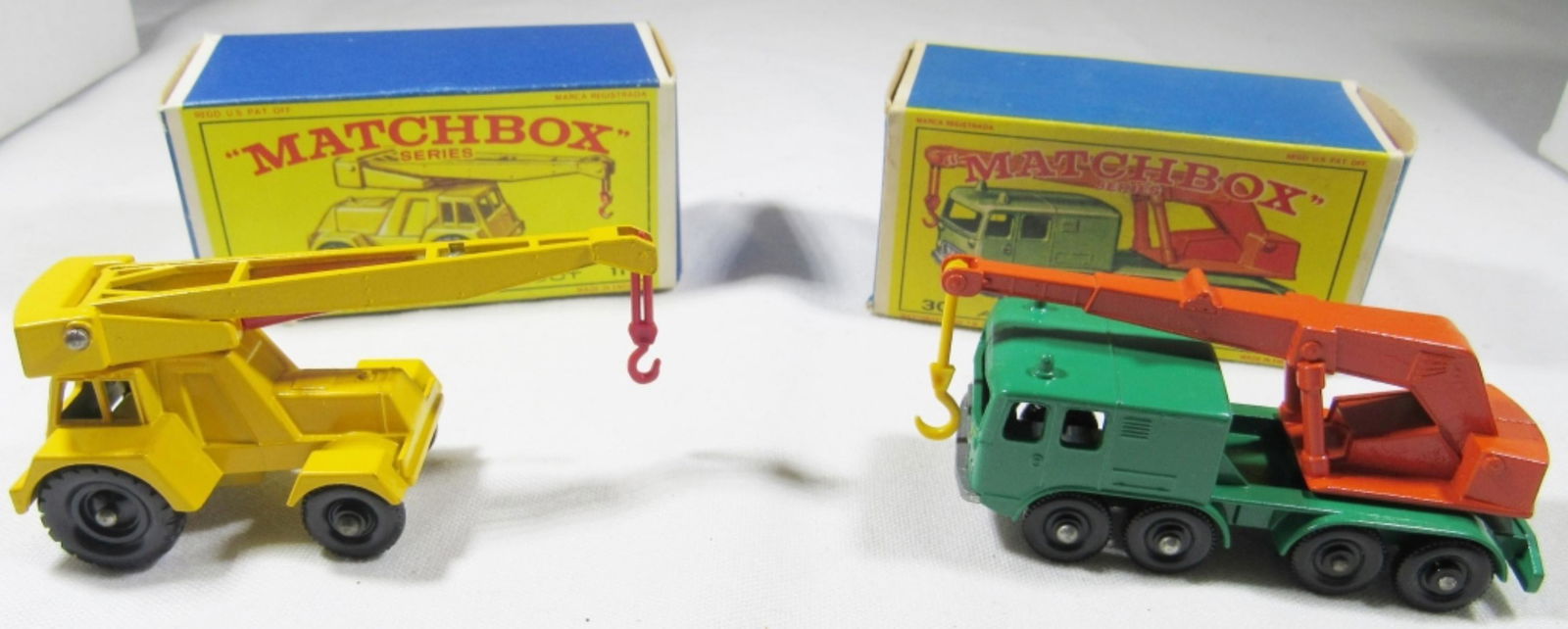 (2) LESNEY MATCHBOX #11 JUMBO CRANE: #30 8-WHEEL CRANE - BOTH ORIGINAL BOX