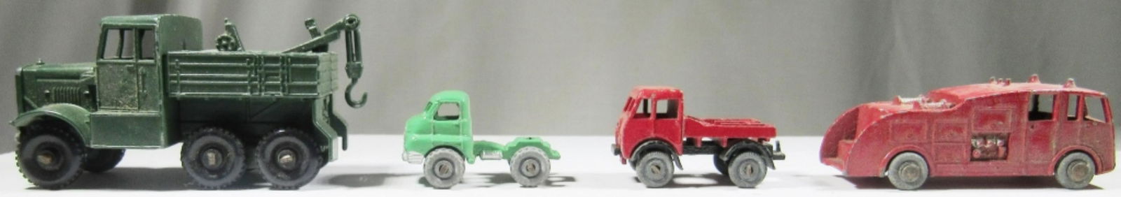 (4) LESNEY MATCHBOX & BENBROS TRUCKS: ALL MADE IN ENGLAND