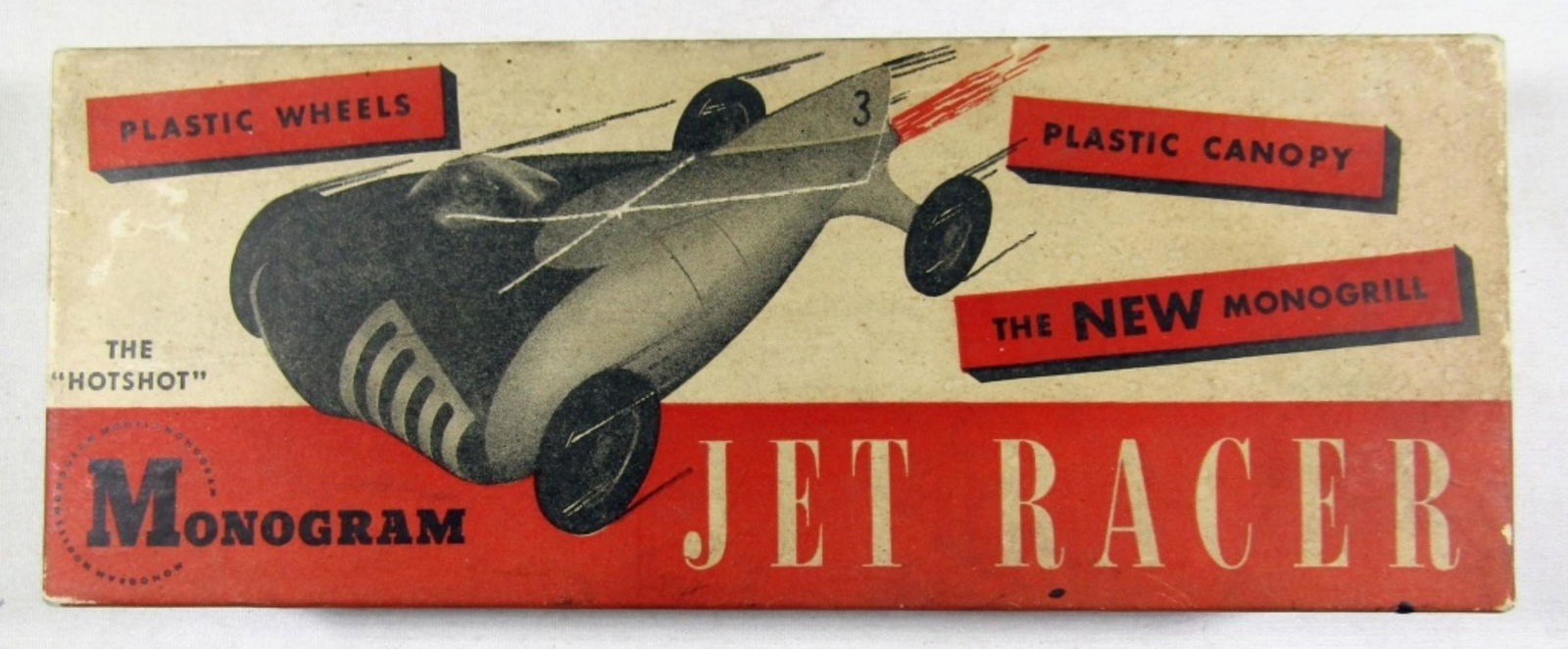 MODEL JET RACE CAR by MONOGRAM - VINTAGE: THE "HOTSHOT" in ORIGINAL BOX - LOOKS TO BE COMPLETE