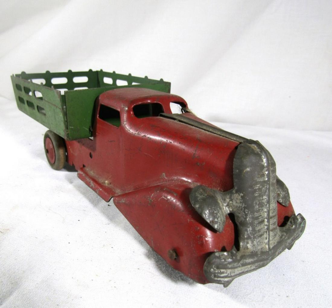 1930s/40s MARX WYANDOTTE? PRESSED METAL TRUCK: WOODEN WHEELS - VINTAGE METAL TOY