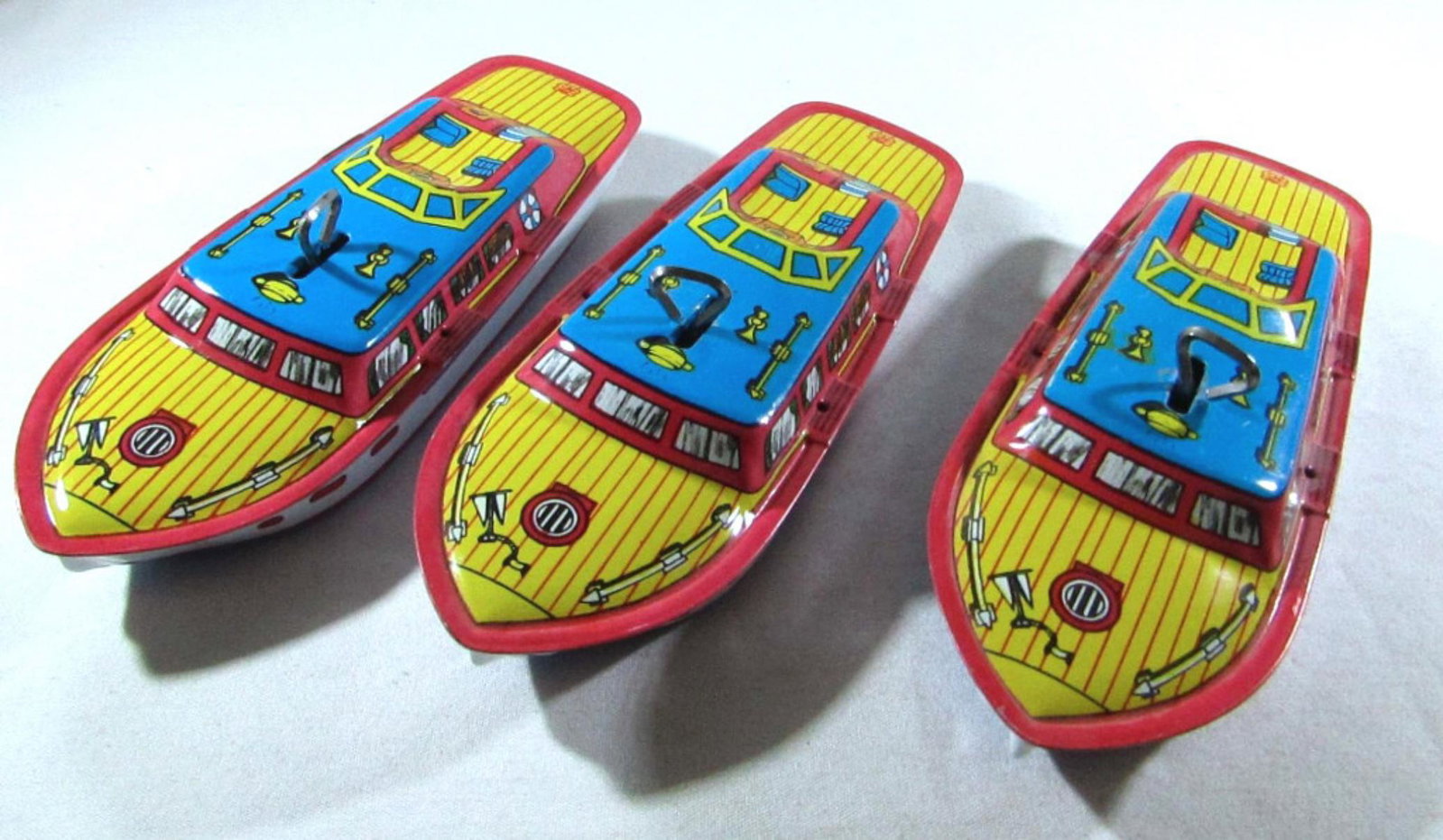 (3) J CHEN WIND UP TIN BOATS - WORKING!: NICE CONDIION