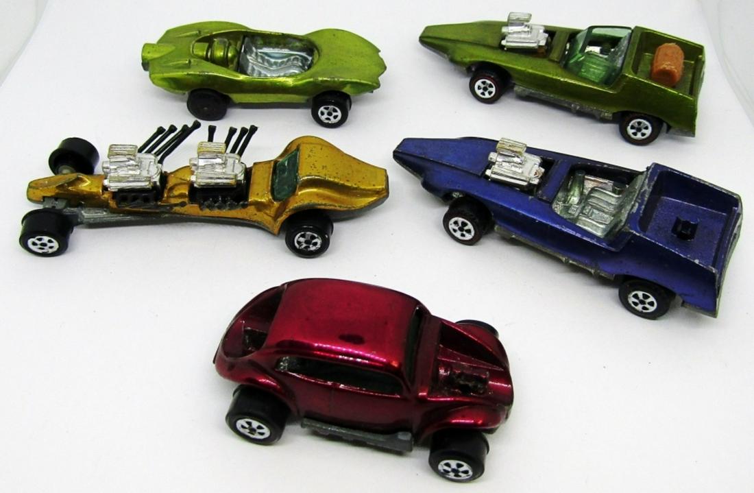 (5) JOHNNY LIGHTNING TOPPER LOT - HOT WHEELS: (2) SMUGGLER, TRIPLE THREAT, BUG BOMB, CUSTOM TURBINE- USED LOT