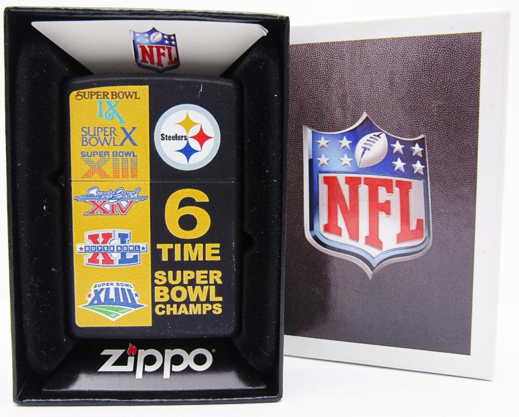 2008 Zippo NFL Pittsburgh Steelers SuperBowl: 6 Time SuperBowl Champs; Lightly Fired; In Box!