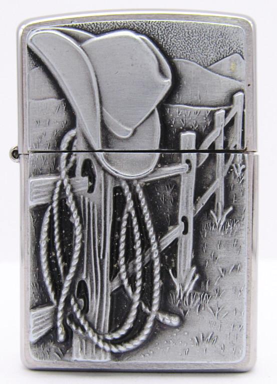 2013 Zippo Lighter Resting Cowboy - Used In Box!: Lightly Fired Zippo Lighter!