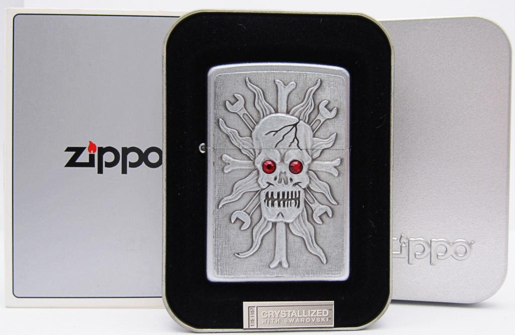 2008 Zippo Lighter Wrenching Headache - Swarovski: Crystal Red Eyes; Used - In Original Box!