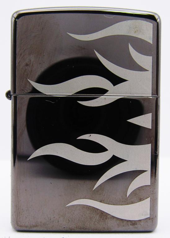 2010 Zippo Lighter Tattoo Flames Ebony Design: Lightly Used, In Original Box!