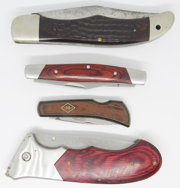 (4) WOOD HANDLE KNIVES - CASE 2 BLADE, (1 of 8)