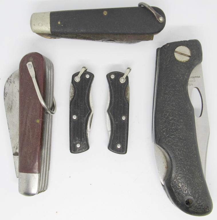 (2) VTG ELECTRICIAN KNIVES, (2) MINI LOCK BACK (1 of 3)