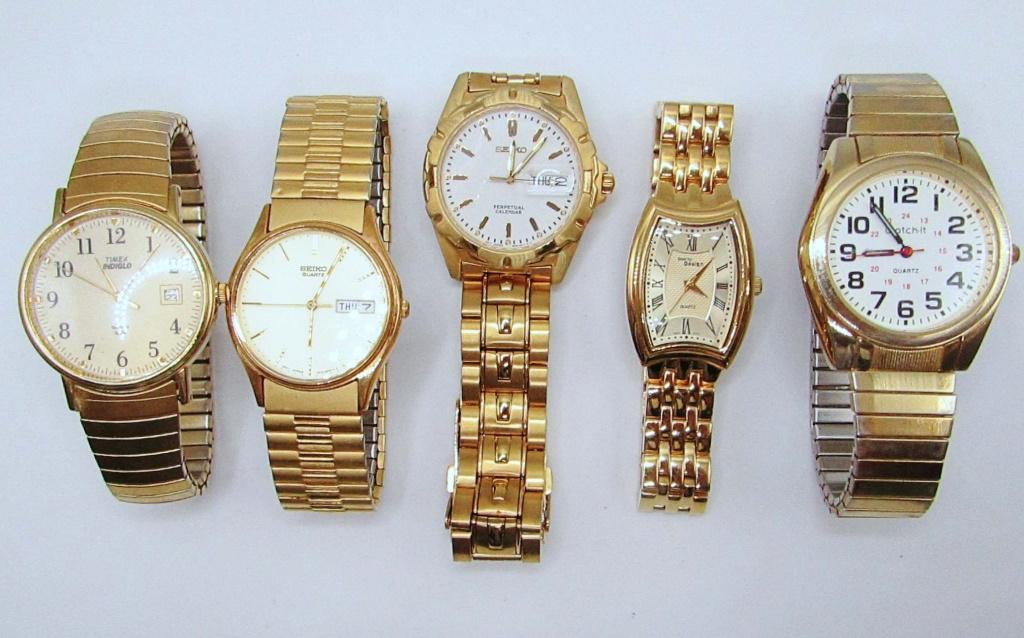 5 Gold Toned Watches Seiko Perpetual