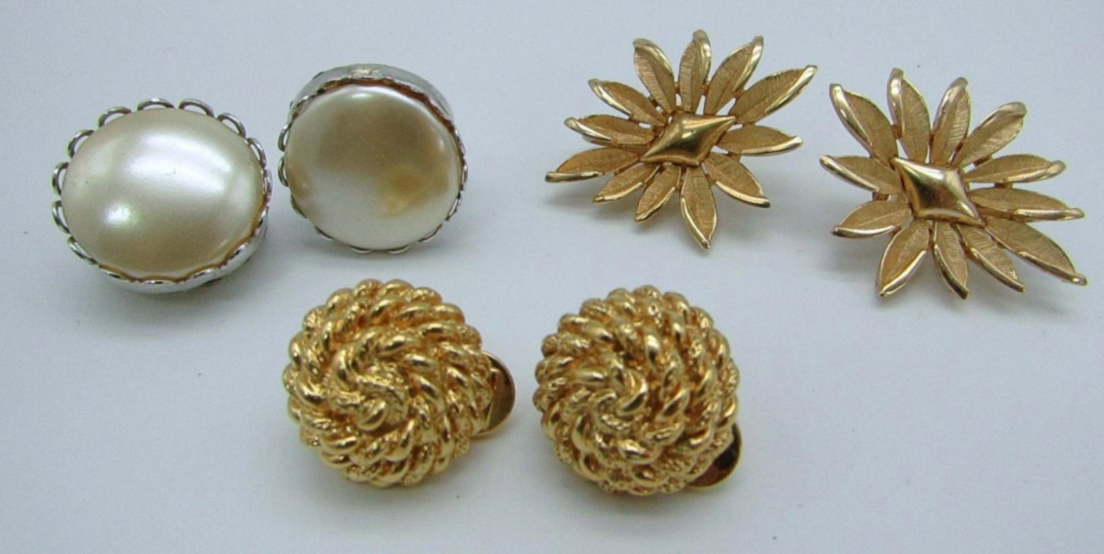 MONET, COVENTRY & TRIFARI CLIP ON EARRINGS: 3 PAIR TOTAL- SARAH COVENTRY EARRINGS ARE REVERSABLE
