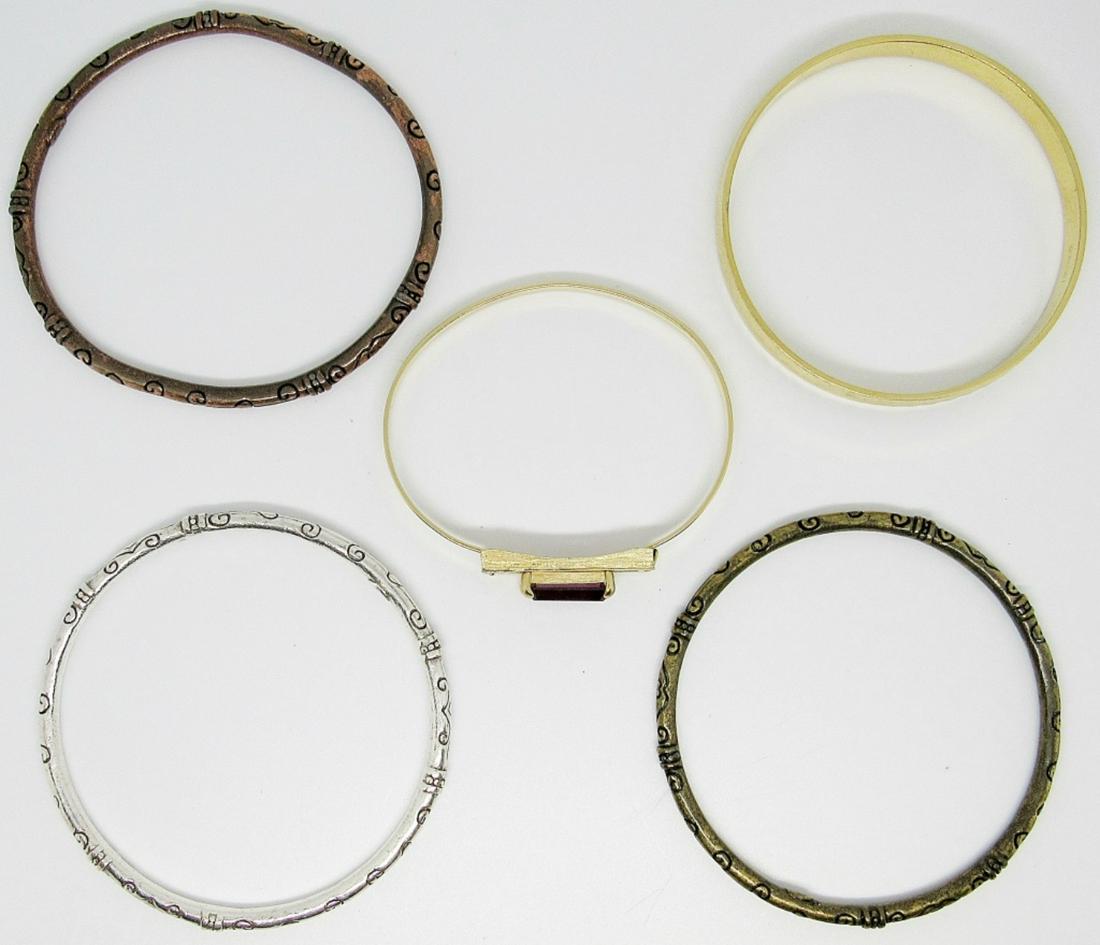 MONET & AVON GOLD TONED BRACELETS: PLUS (3) MODERN BANGLE BRACELETS
