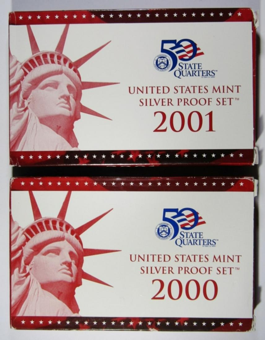 2000 & 2001 SILVER PROOF SETS IN BOX W/ COA (1 of 2)