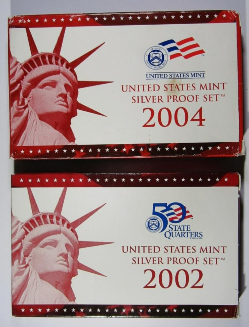 2002 & 2004 SILVER PROOF SETS IN BOX W/ COA (1 of 2)