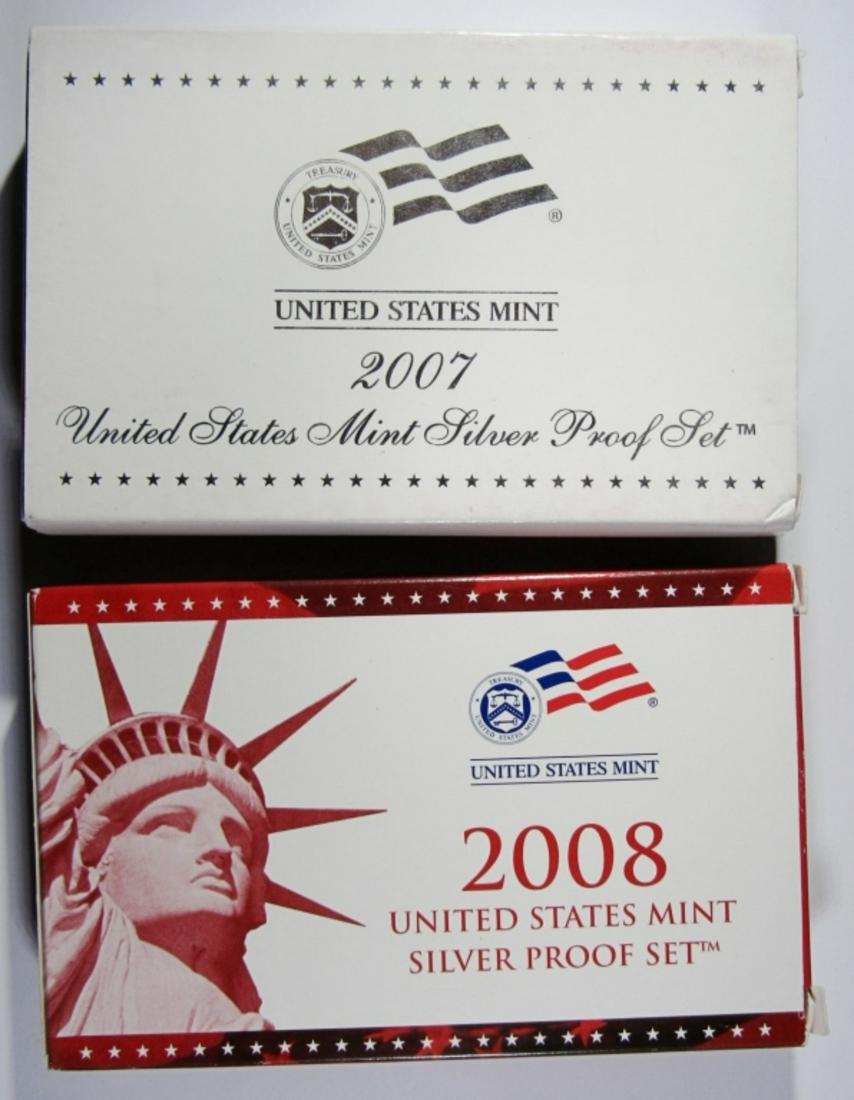 2007 & 2008 SILVER PROOF SETS IN BOX W/ COA (1 of 2)