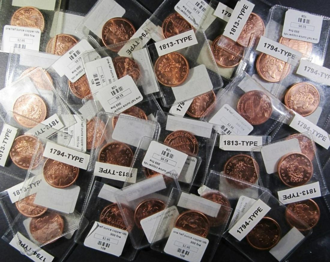(34) HALF OUNCE .999 COPPER ROUNDS (1 of 2)