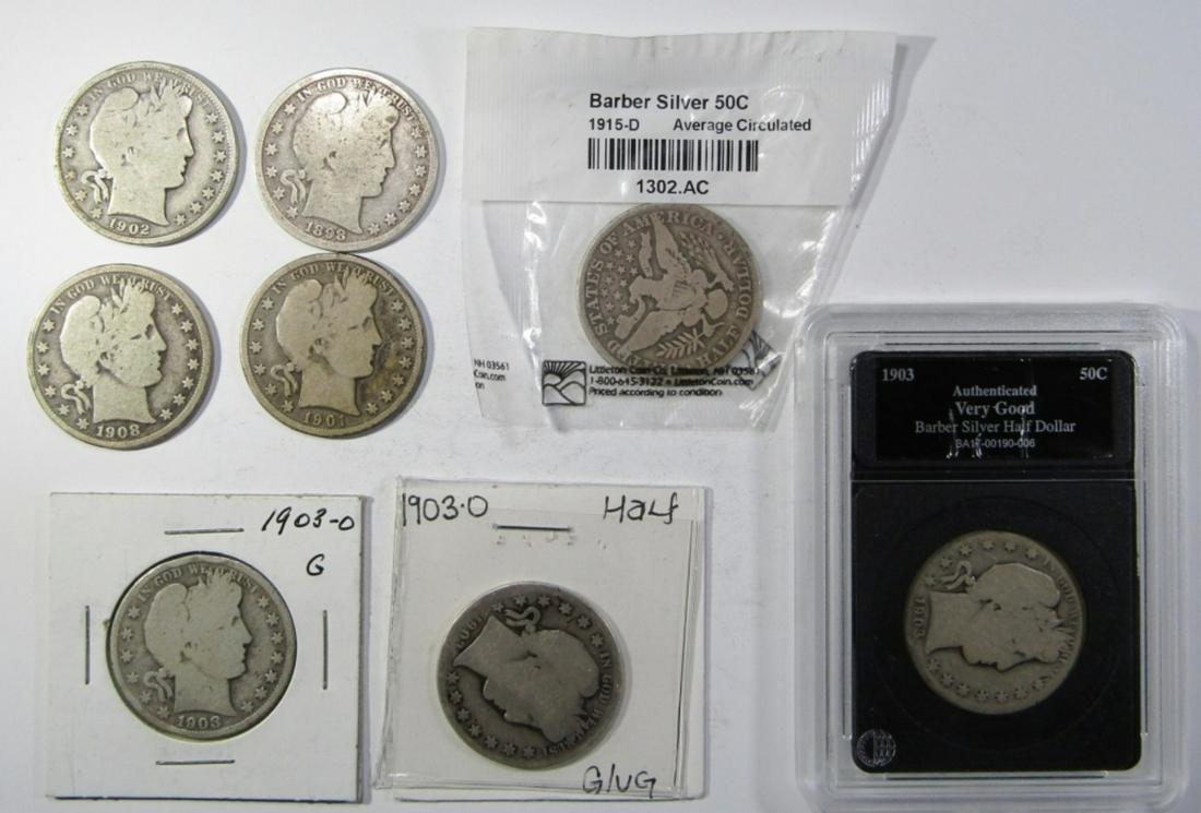 8-MIXED DATE BARBER HALF DOLLARS (1 of 2)