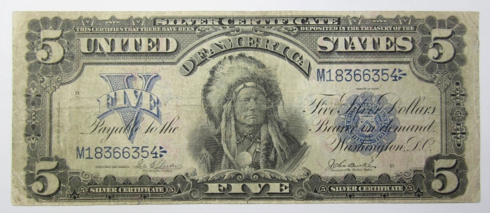 1899 $5 INDIAN CHIEF SILVER CERTIFICATE (1 of 2)