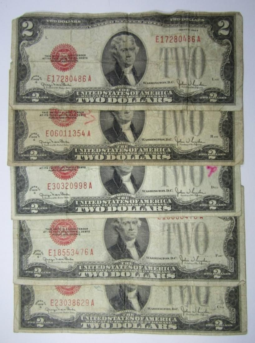 (5) 1928 $2 RED SEAL NOTES CIRC (1 of 2)