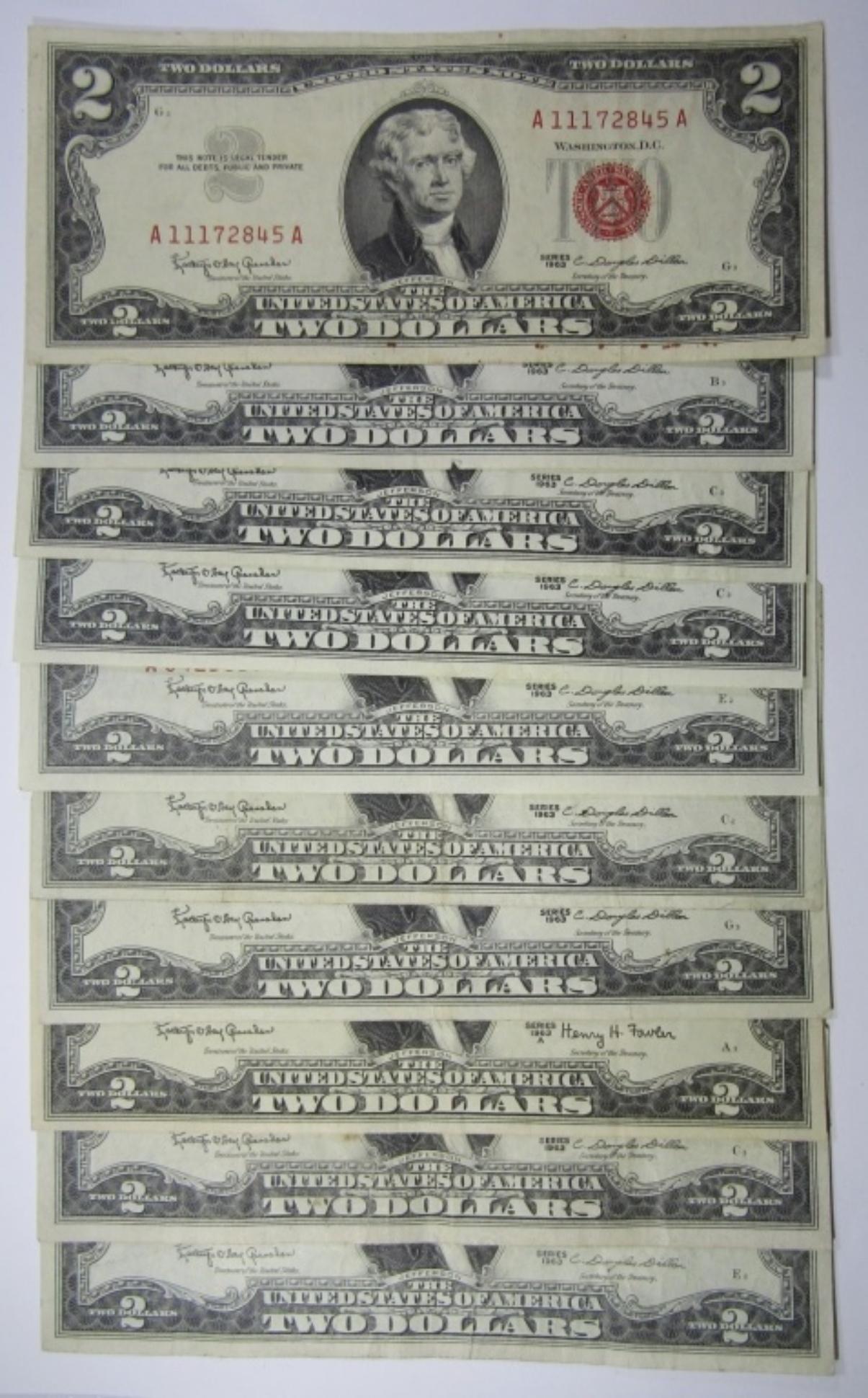 (10) 1963 $2 RED SEAL NOTES (1 of 2)